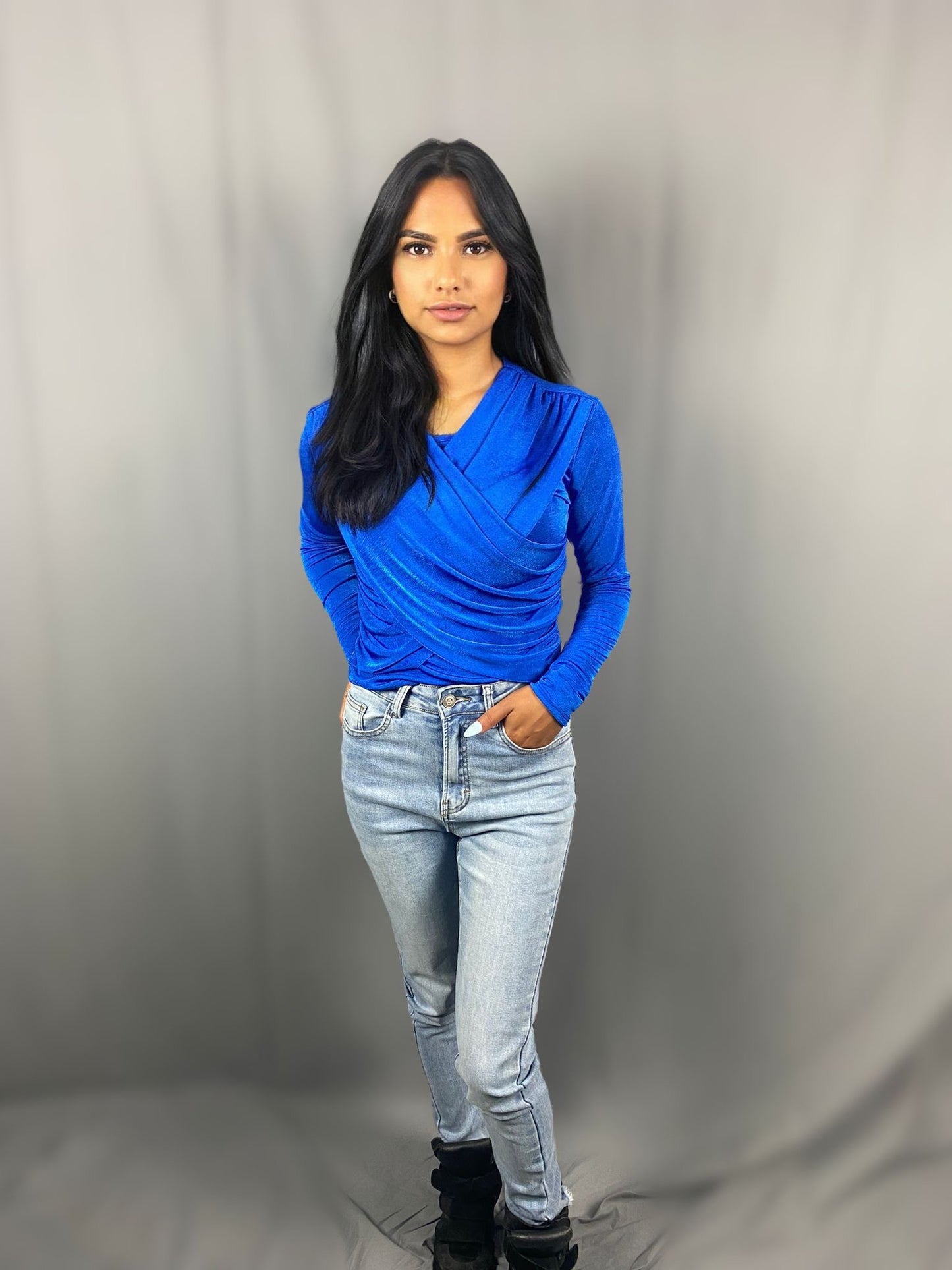 Glitter top coral blue