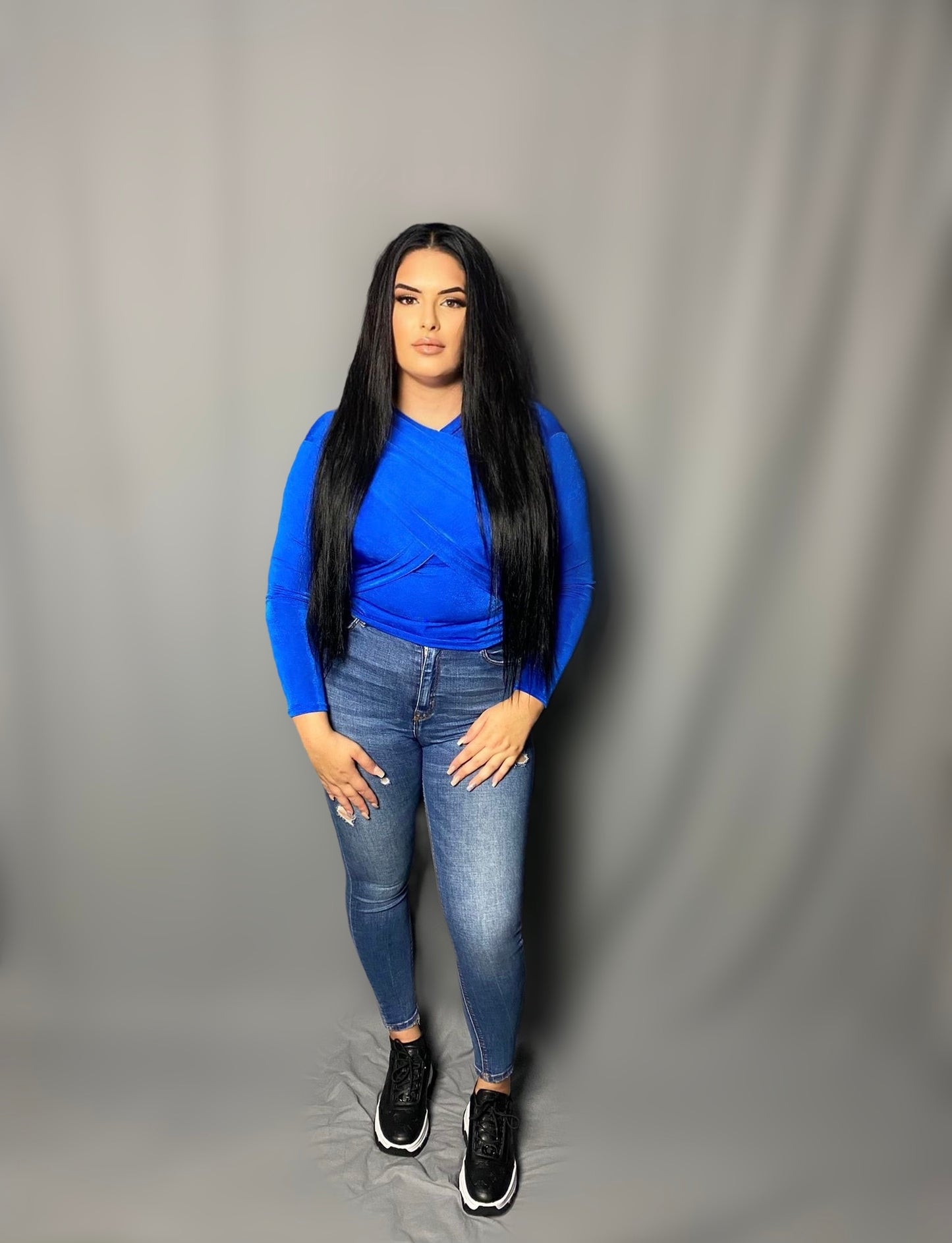 Glitter top coral blue