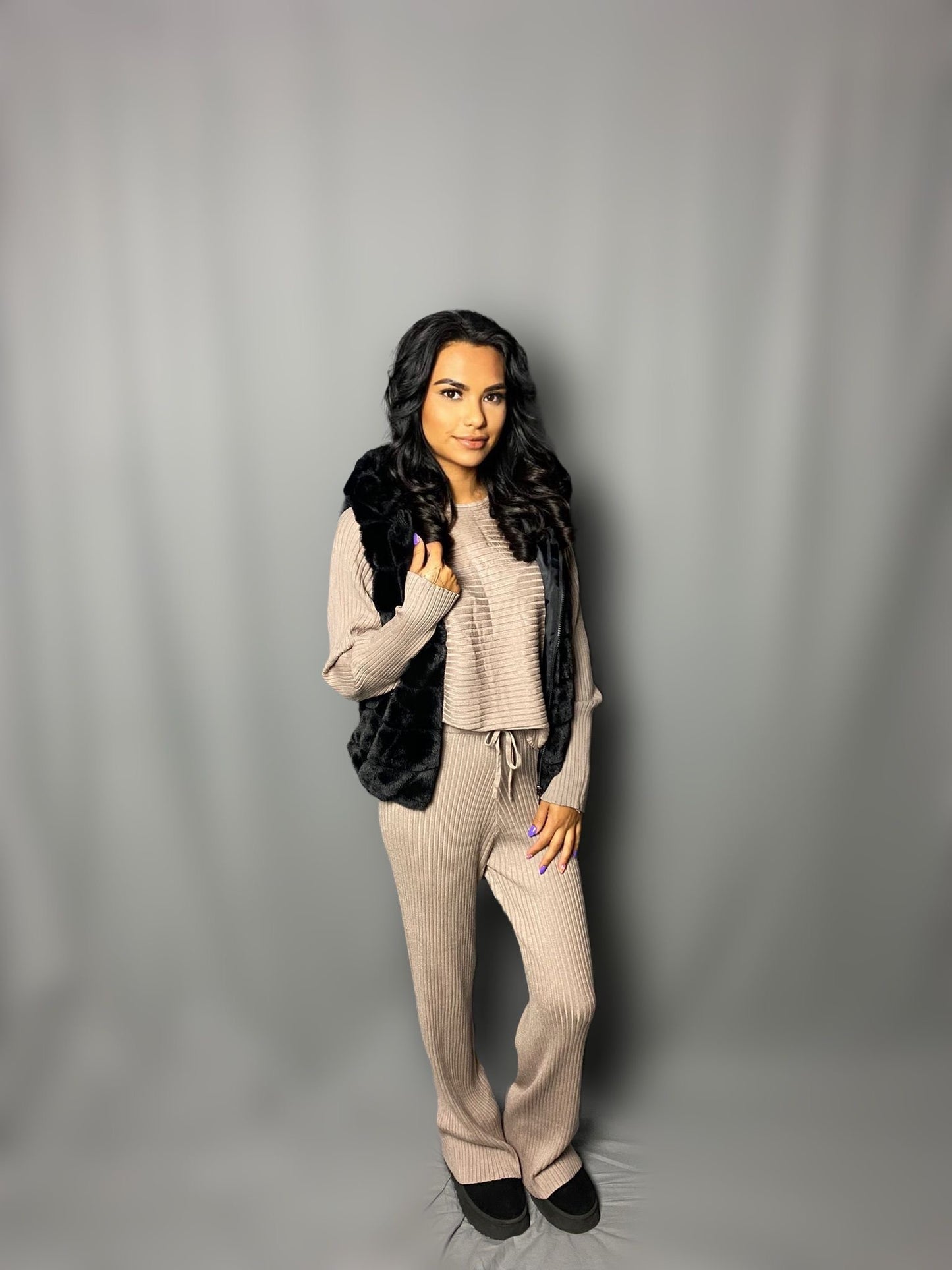 Bodywarmer fluffy black