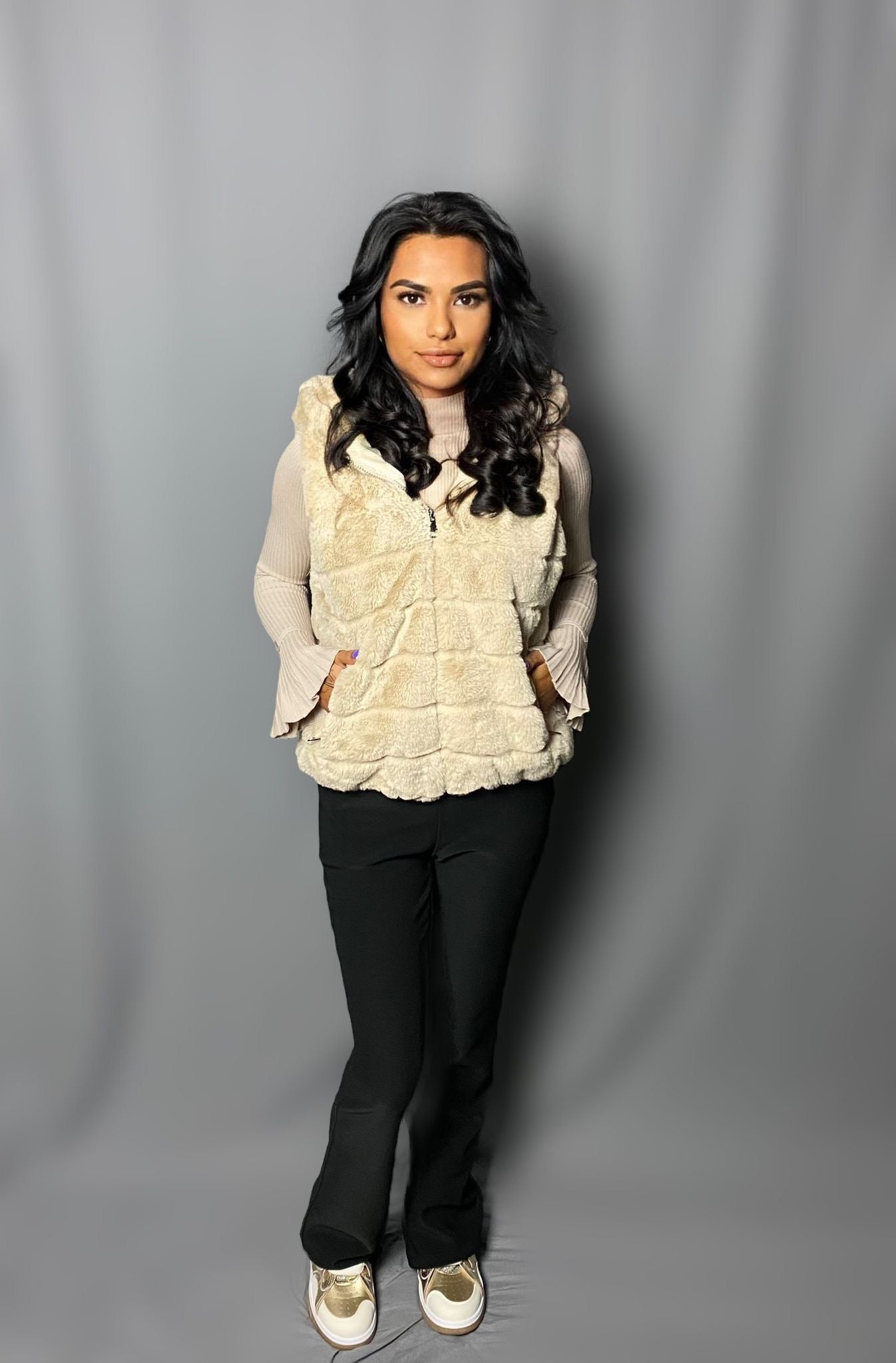 Bodywarmer fluffy beige