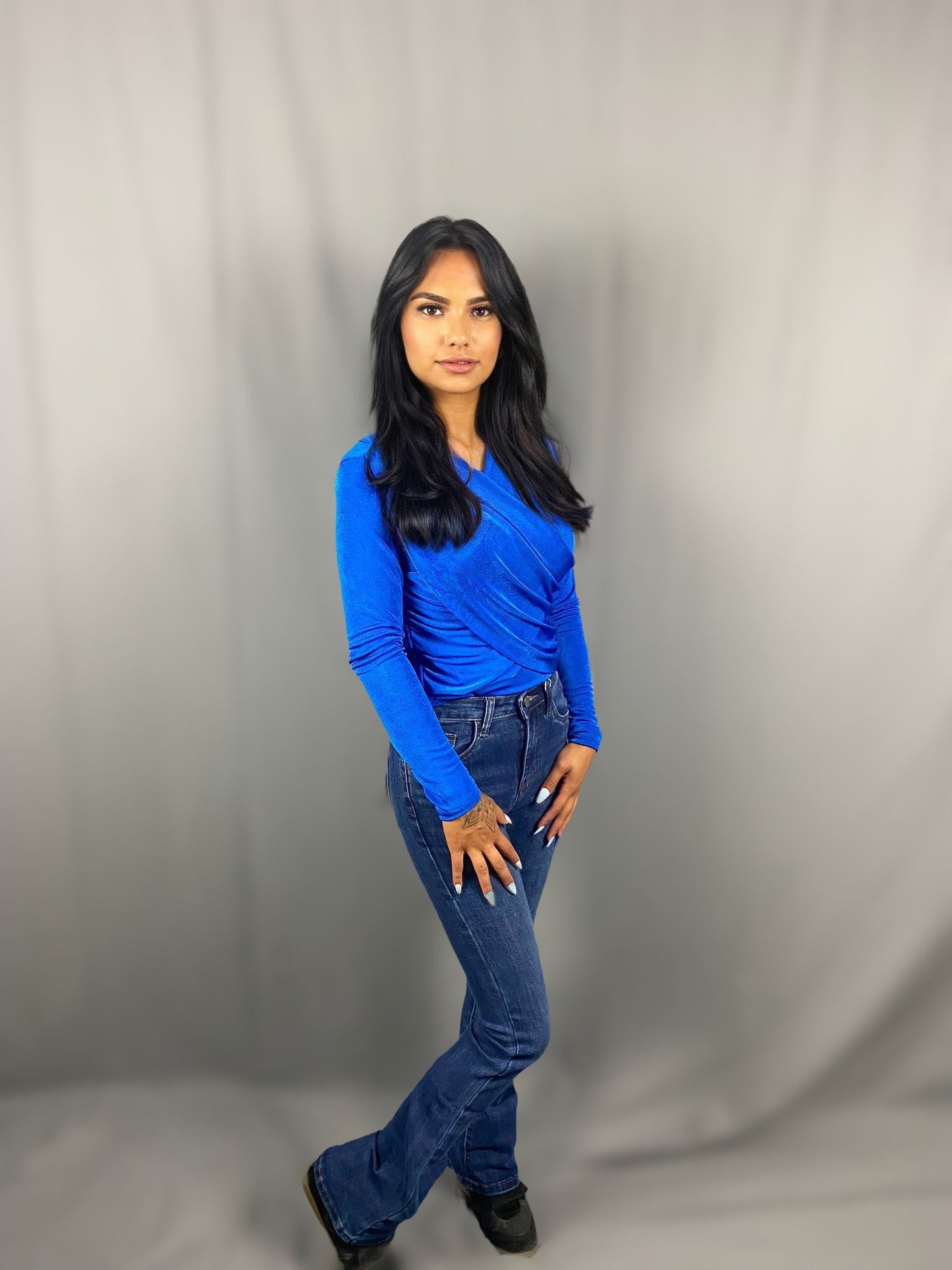 Glitter top coral blue